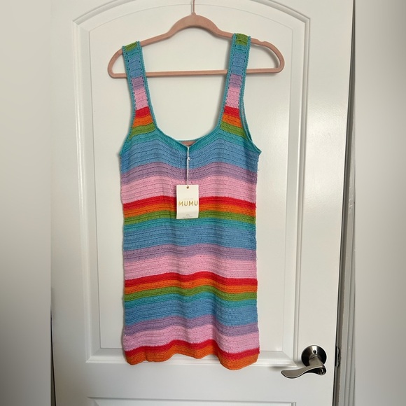 Show Me Your Mumu Day Trip Rainbow Crotchet Dress Coverup size small NWT - Picture 8 of 14
